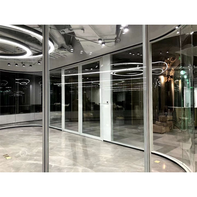 Double glass clear frame partition