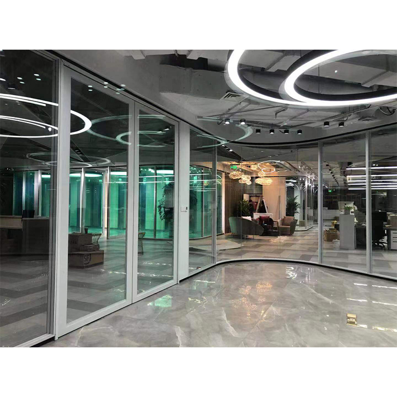 Double glass clear frame partition