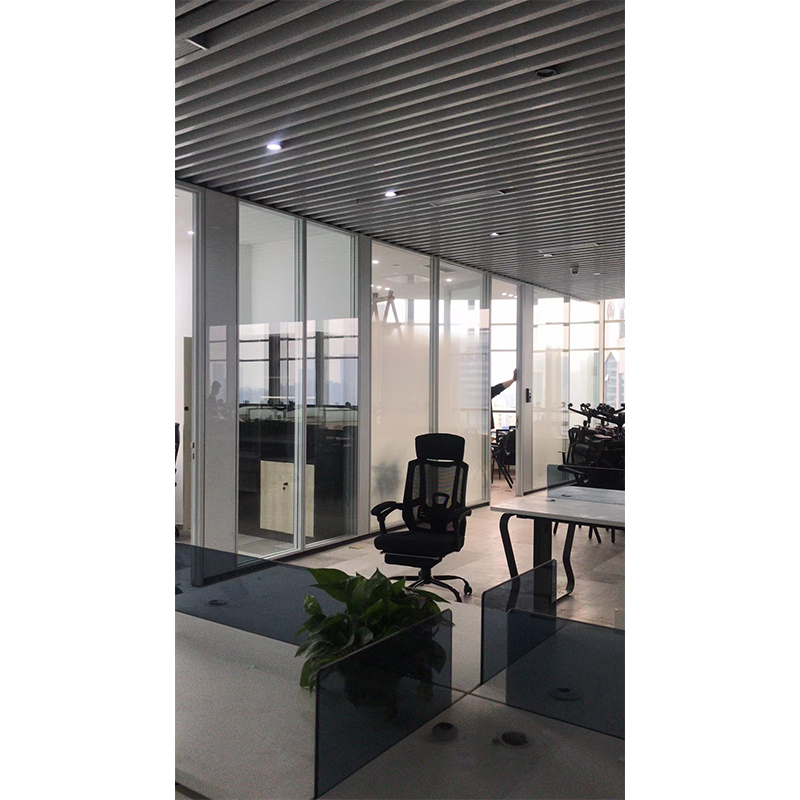 Double glass clear frame partition