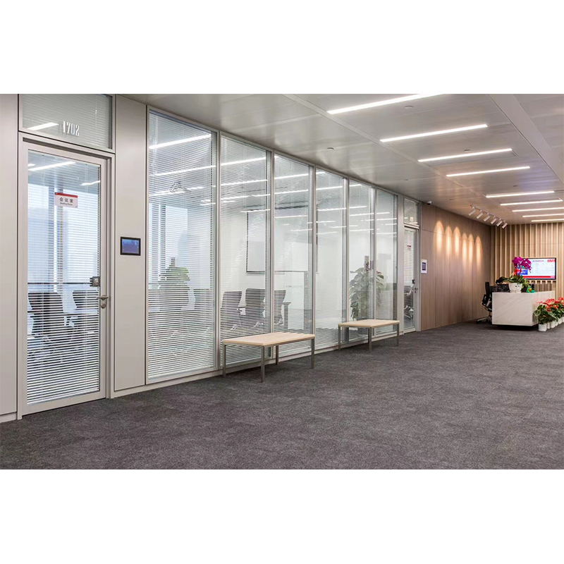 Double glass clear frame partition