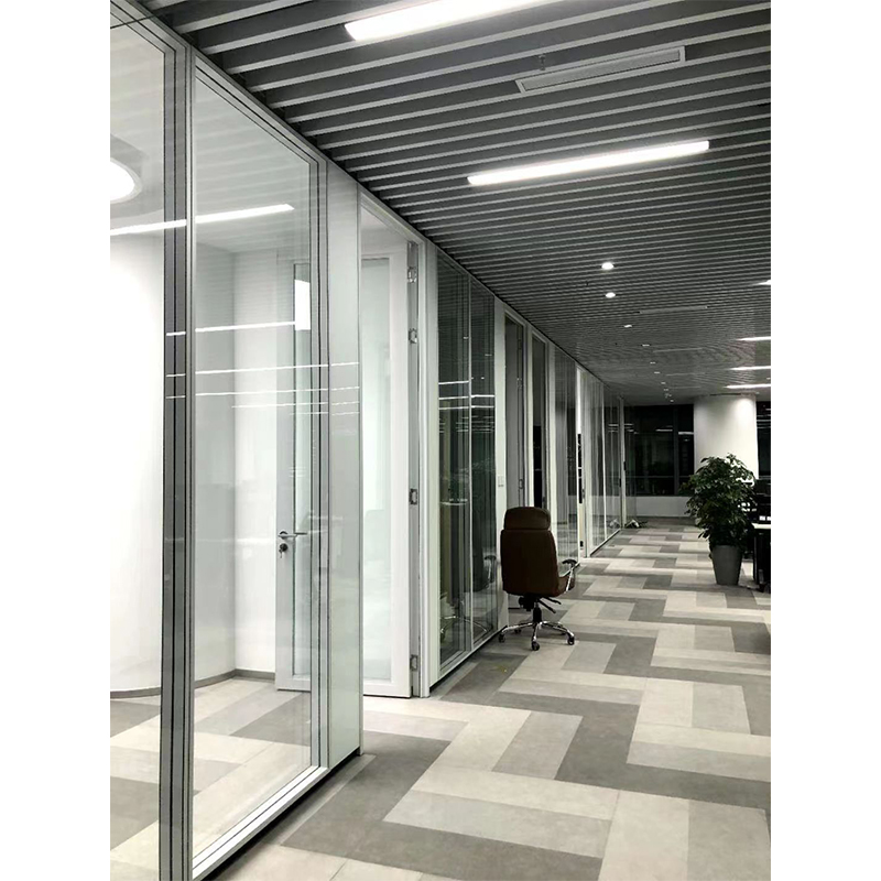 Double glass clear frame partition