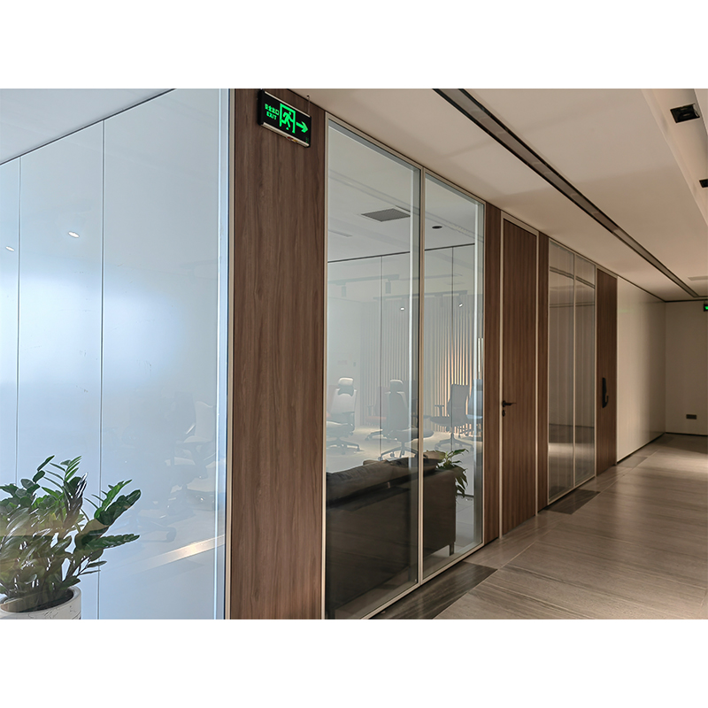 Double glass clear frame partition