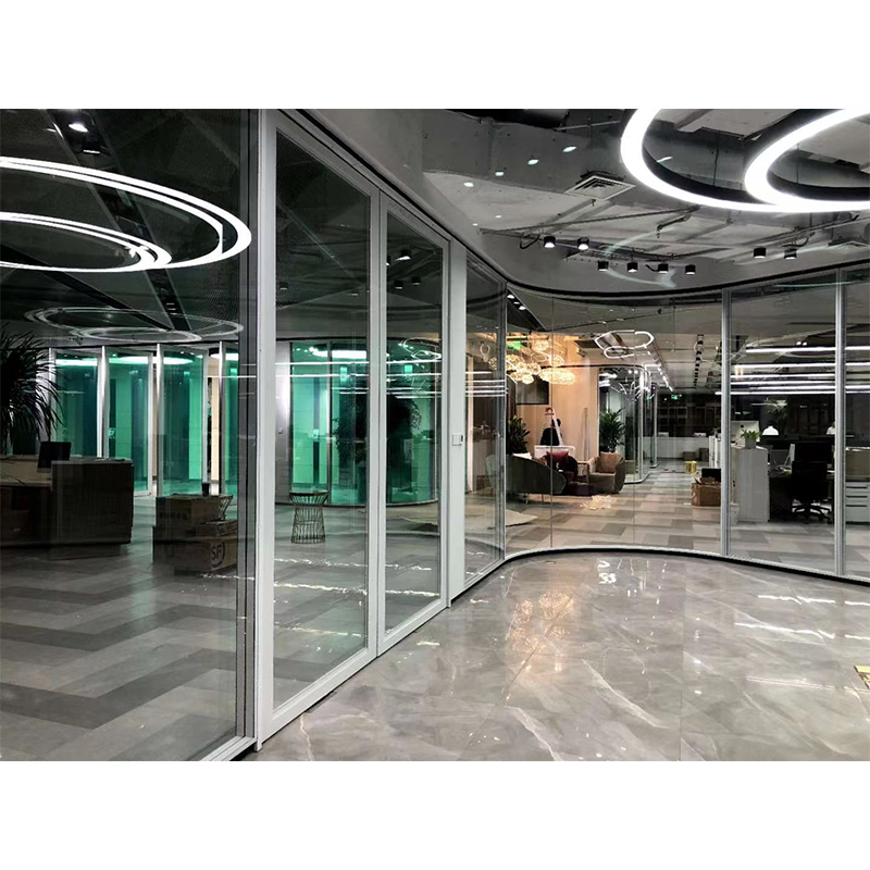 Double glass clear frame partition