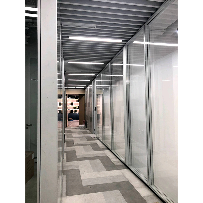 Double glass clear frame partition