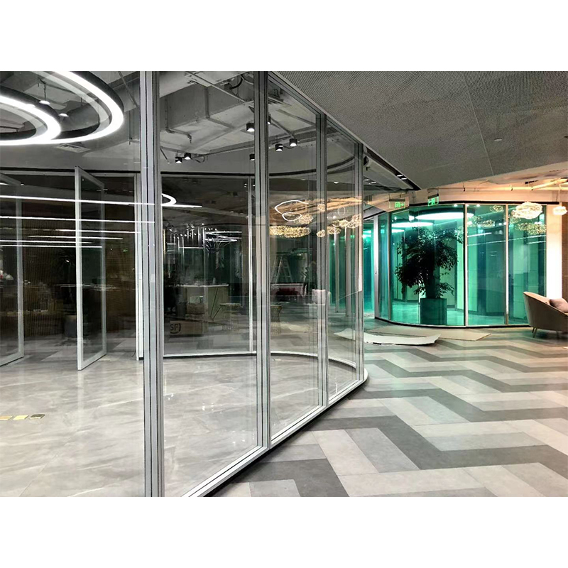 Double glass clear frame partition